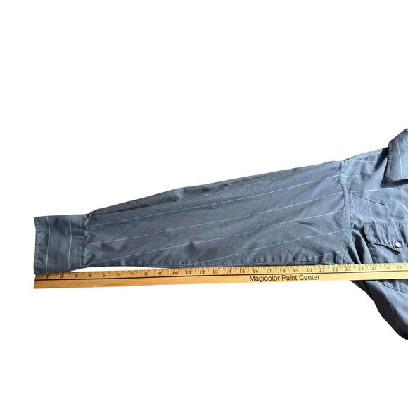 VTG Flying R Ranchwear Western Shirt Mens L Gray Striped Pearl Snap USA made - Picture 13 of 13